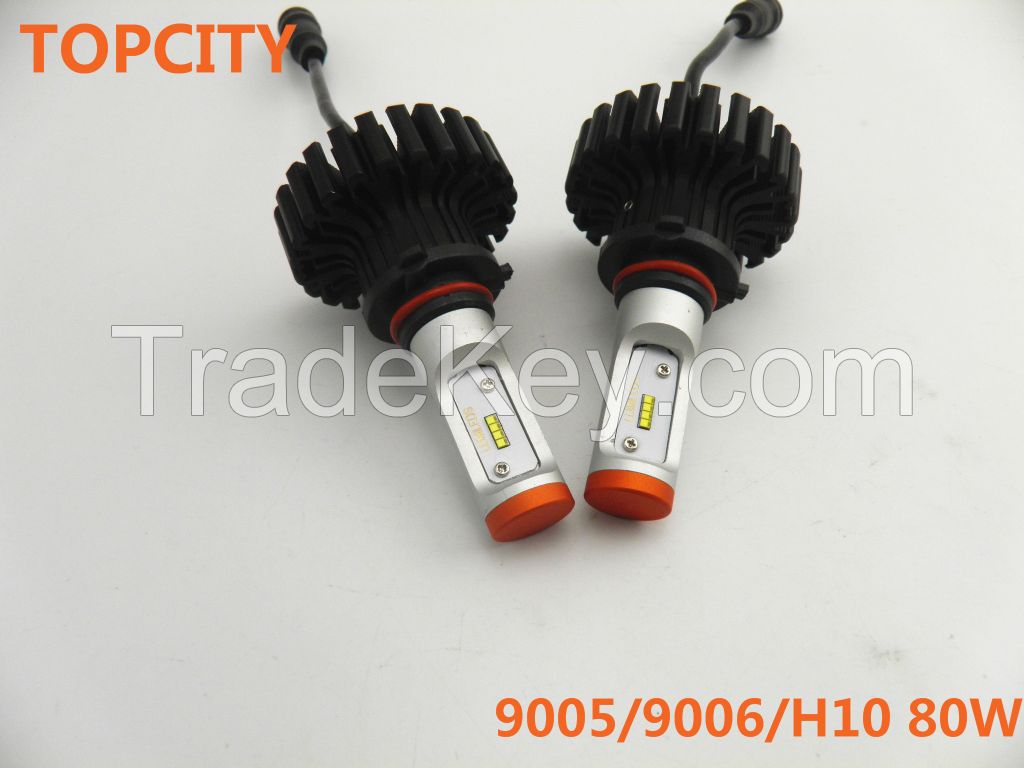 Auto led headlights highest quality 9005/9006/H10 80W led headlamp