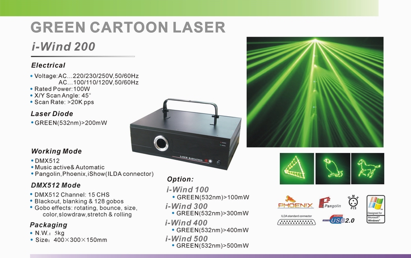 Green 200mw laser light