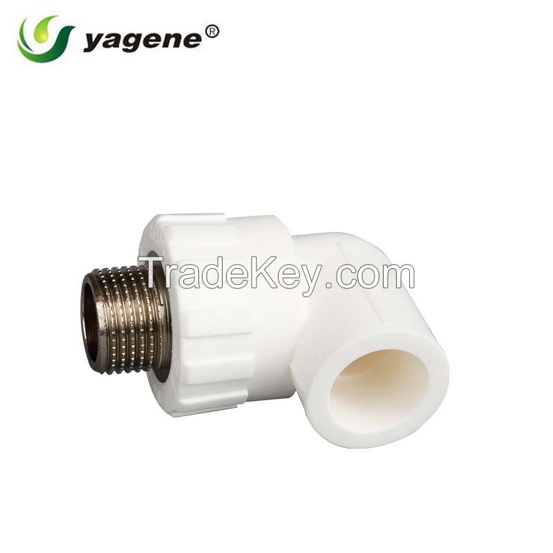 super quality plumbing materials PPR Pipe fitting male brass insert 90 Degree Elbow