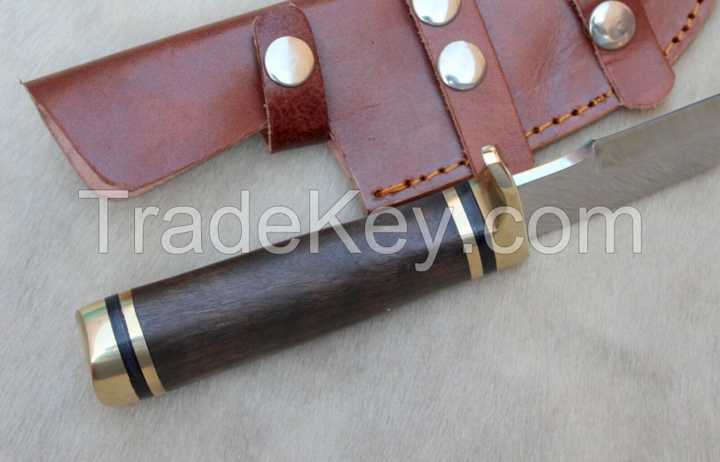 custom handmade 1095 high carbon steel mirror polish blade hunting/skinner gutt Hock knife with walnut wood handle