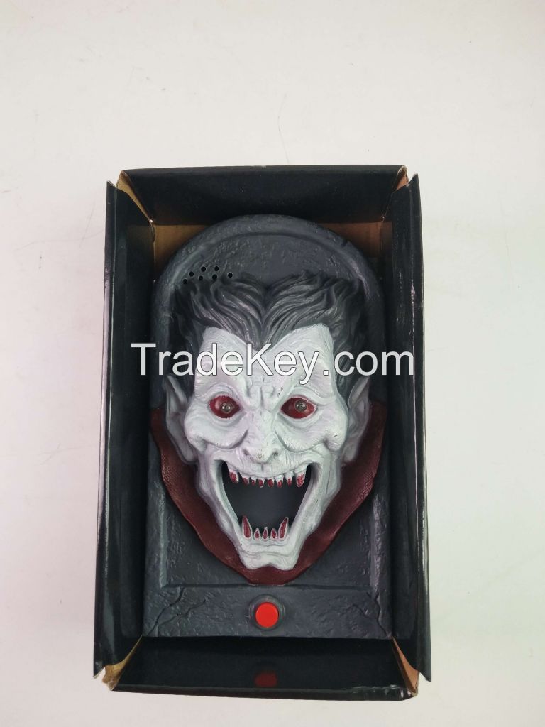 Halloween Doorbell, Halloween Supplies Decoration Halloween Props Toys Skull Head Witch. Doorbell with Talking Spider Halloween Toy