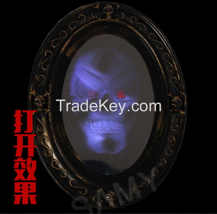 Halloween Mirror,Halloween Halloween props audible horror mirror bar masquerade decorations