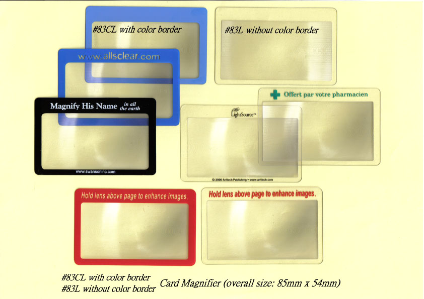 CREDIT CARD MAGNIFIER WITH CLEAR & COLOURED BORDER