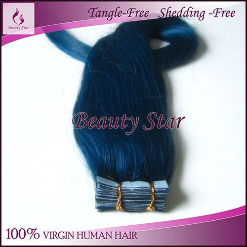 Tape Hair Extension, Blue#, 100% Natural Human Hair