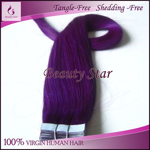 Tape Hair Extension, Lila#, 100% Natural Human Hair