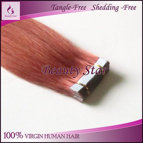 Tape Hair Extension, Auburn#, 100% Natural Human Hair