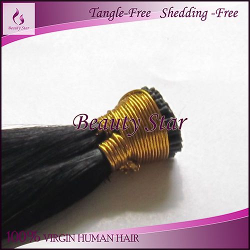 Stick Tip Hair Extension 1#, 100% Remy Human Hair