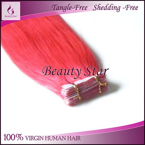 Tape Hair Extension, Pink#, 100% Natural Human Hair