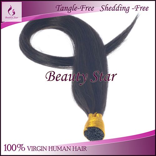Pre bonded Hair Extension 1B#, 100% Remy Human Hair