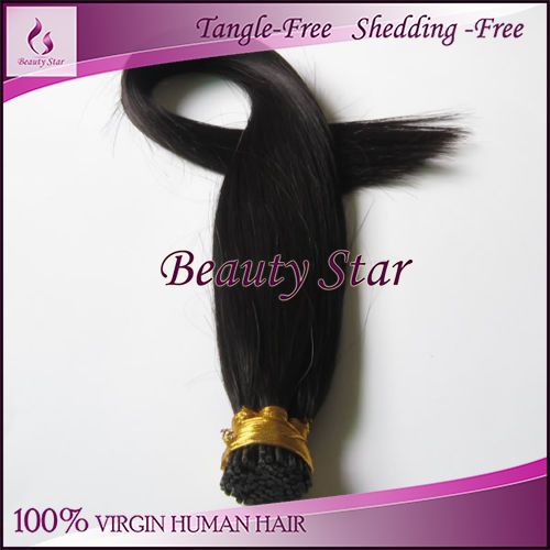 Stick Tip Hair Extension 1B#, 100% Remy Human Hair
