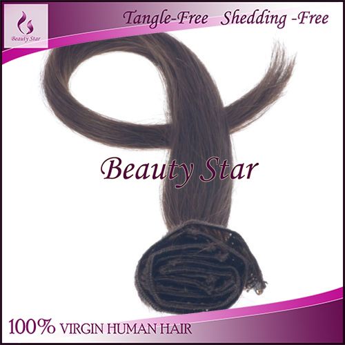 Clip in Hair Extension 2#, 100% Virgin Human Hair