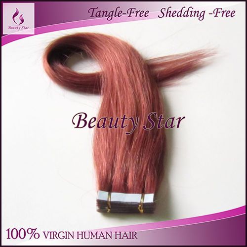 Tape Hair Extension, Auburn#, 100% Natural Human Hair