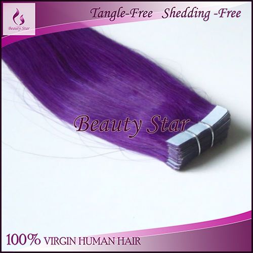 Tape Hair Extension, Lila#, 100% Natural Human Hair