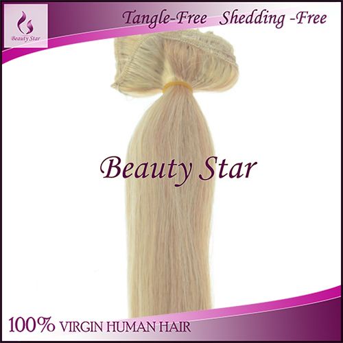 Clip in Hair Extension 18/613#, 100% Virgin Human Hair