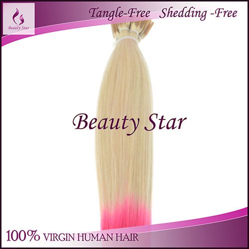 Pre bonded Hair Extension T60/Pink#, 100% Remy Human Hair