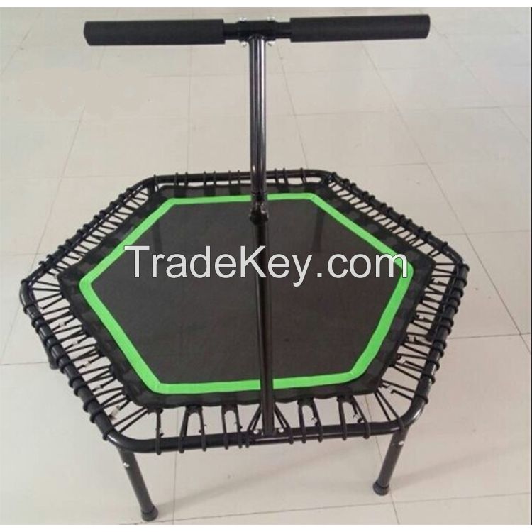 Fitness hexagon trampoline with handle bar