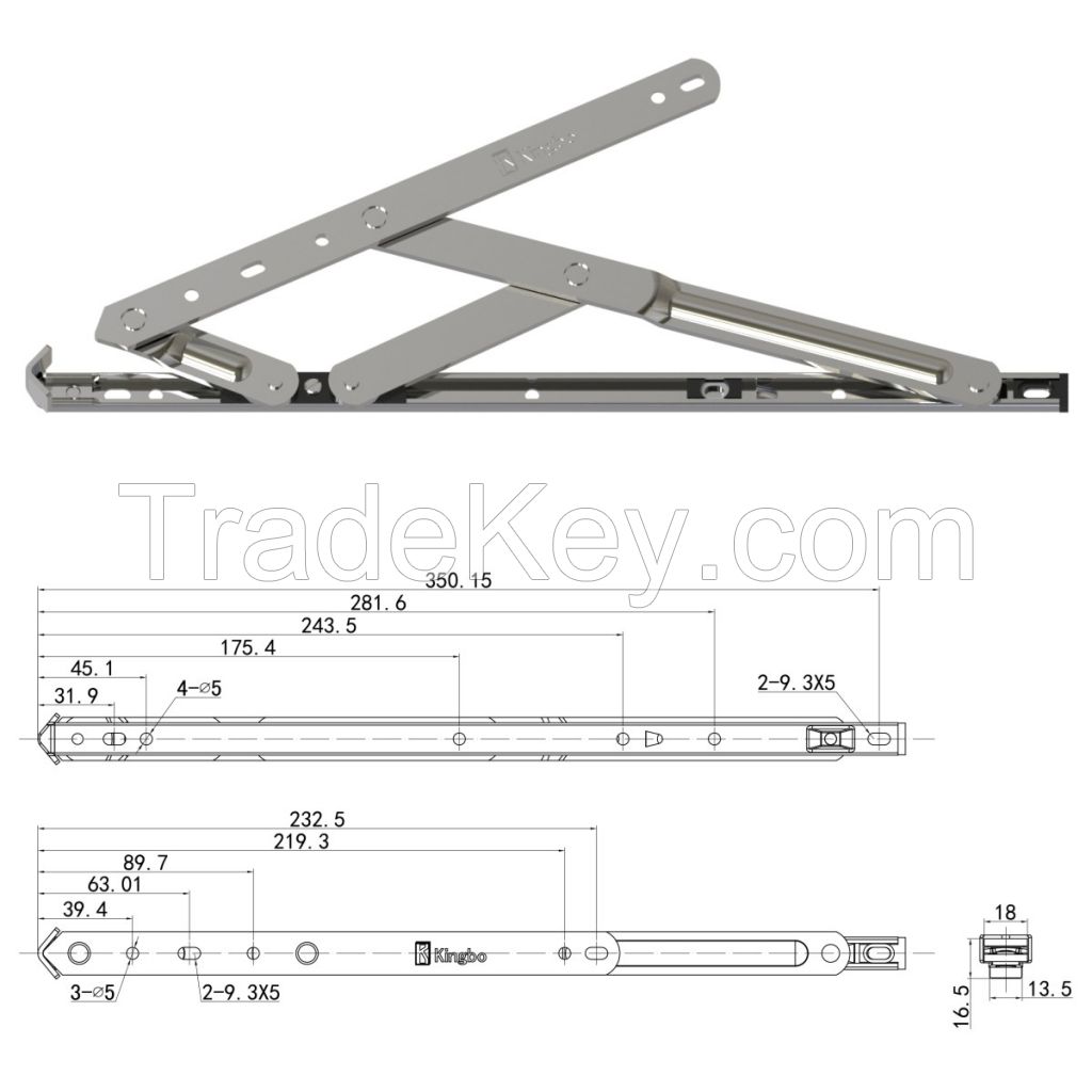 Stainless Steel Square Groove Window Friction Stay