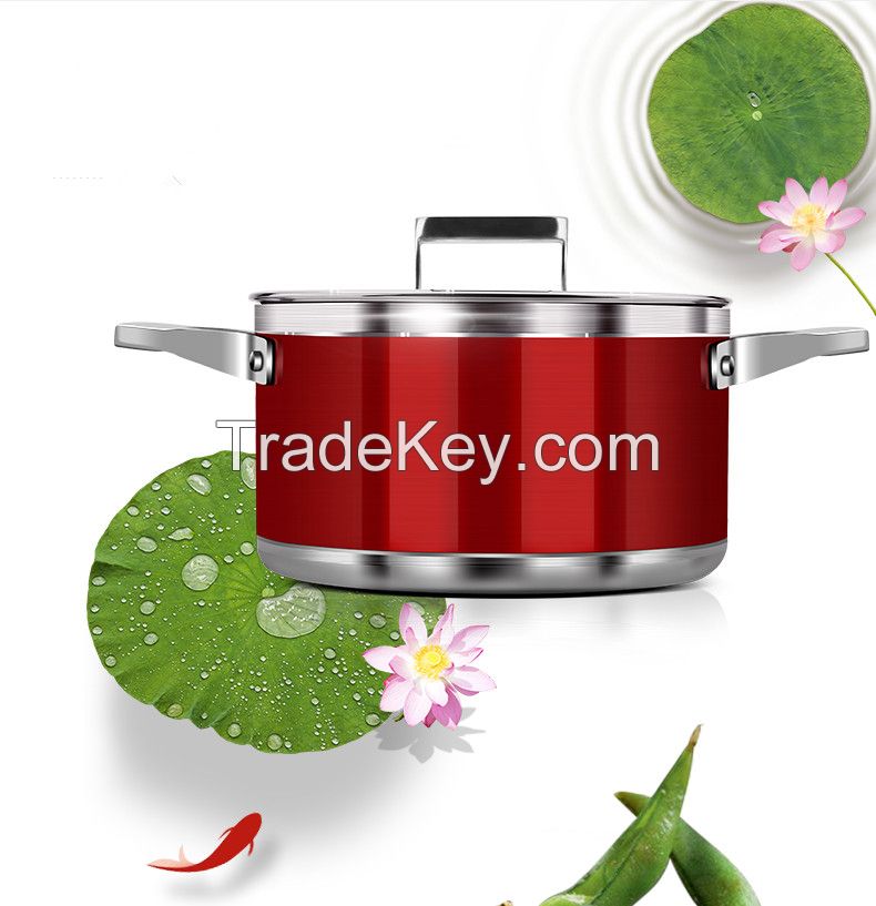 Red induction bottom ceramic coating dutch oven & casserole with temperd glass lid