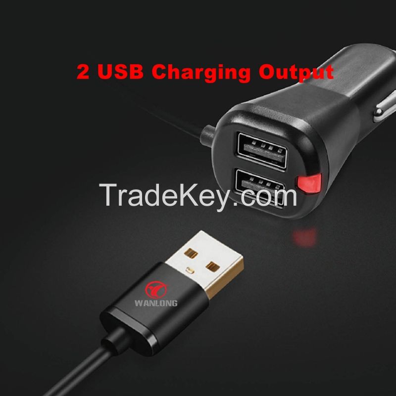 Bluetooth car kit with 2 USB charging port FM transmitter support TF card 1.5M cable