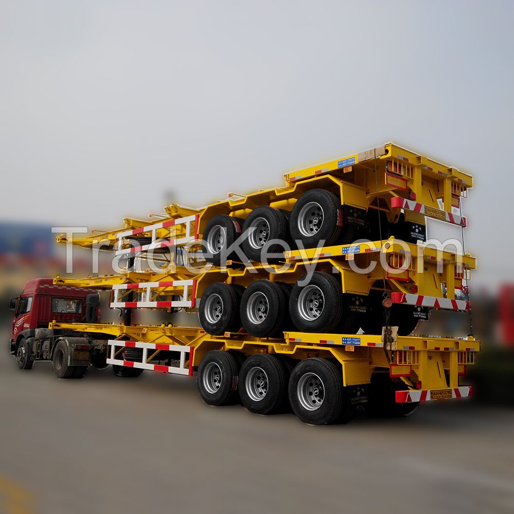 20ft 40ft 3 axle skeleton semi trailer for sale