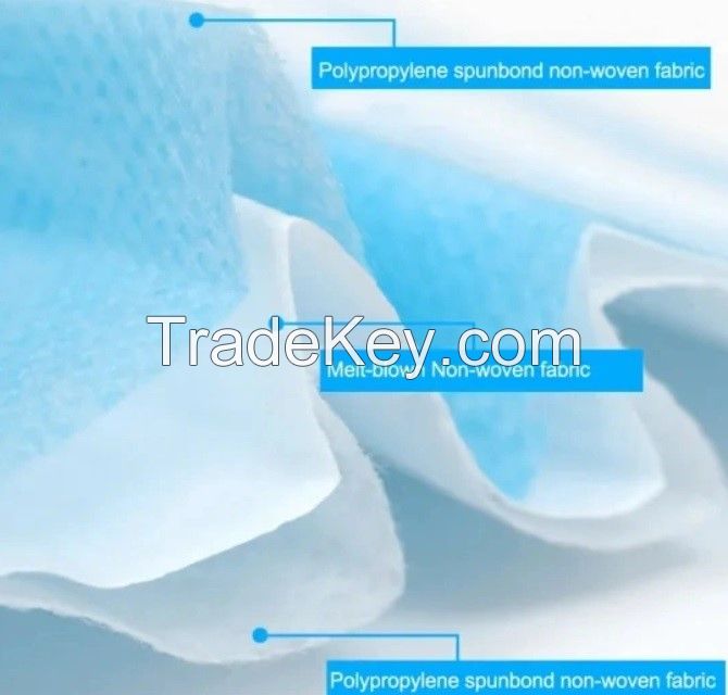 Adjustable Earloop Non woven 3ply Face Mask white/Blue