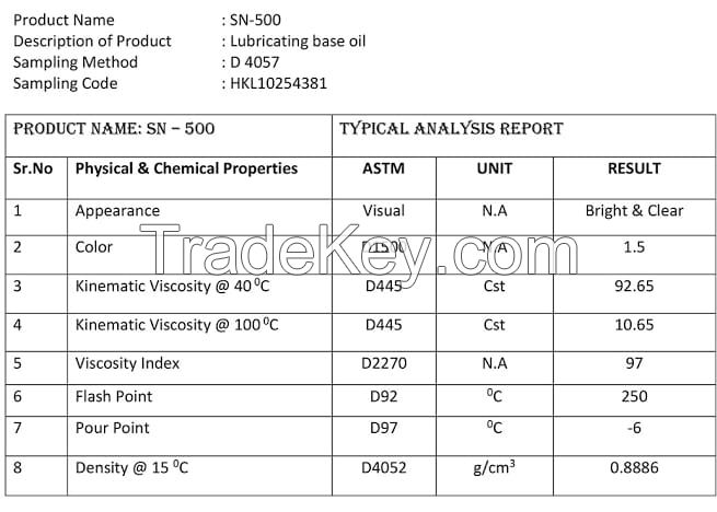 Base Oil SN 150-180-350-500