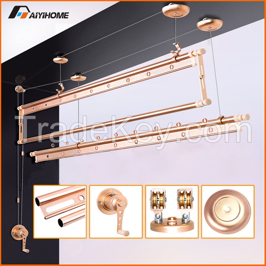 Hand operation lift clothes drying rack