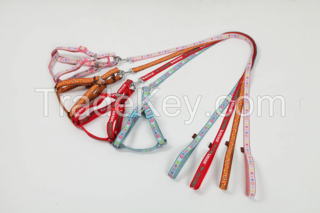 Embroidery Ribbon Harness + Leash