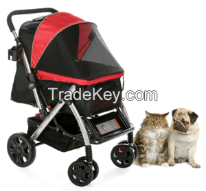 PET ROVERâ„¢ Premium Stroller for Small/Medium/Large Dogs, Cats and Pets (Red)