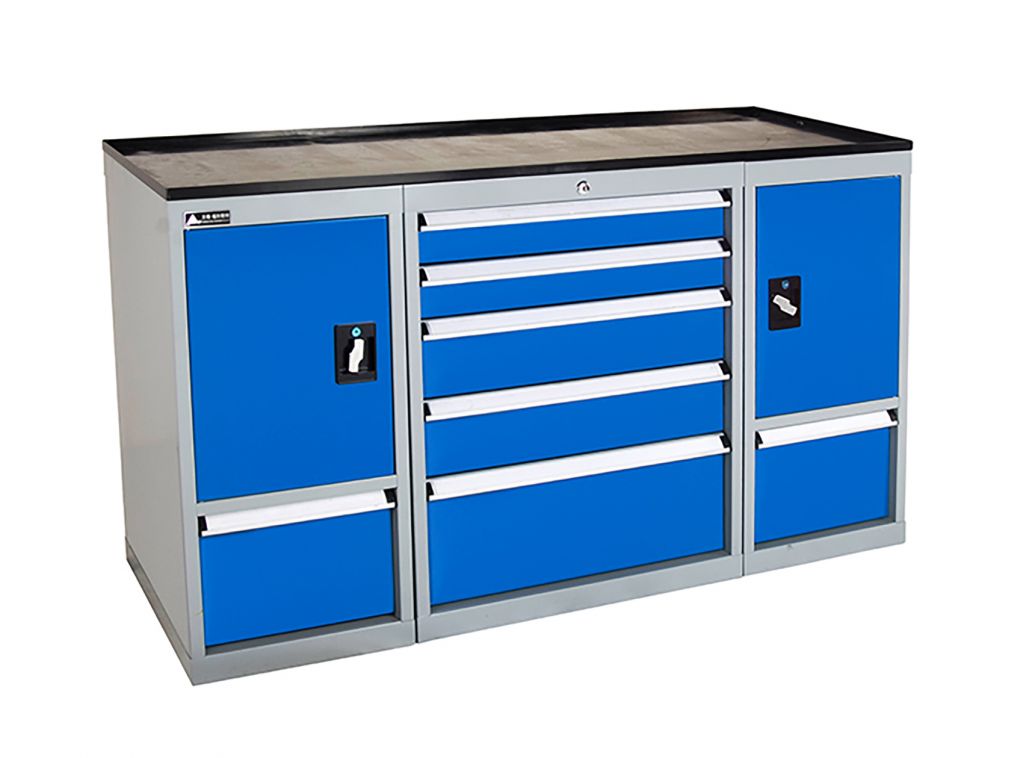 SanJi-First Multifunction Tool cabinet and Black top cover, Three cabinets in one,Blue+Gray+ Red Bearing B  tabletop optional,Can be customized   