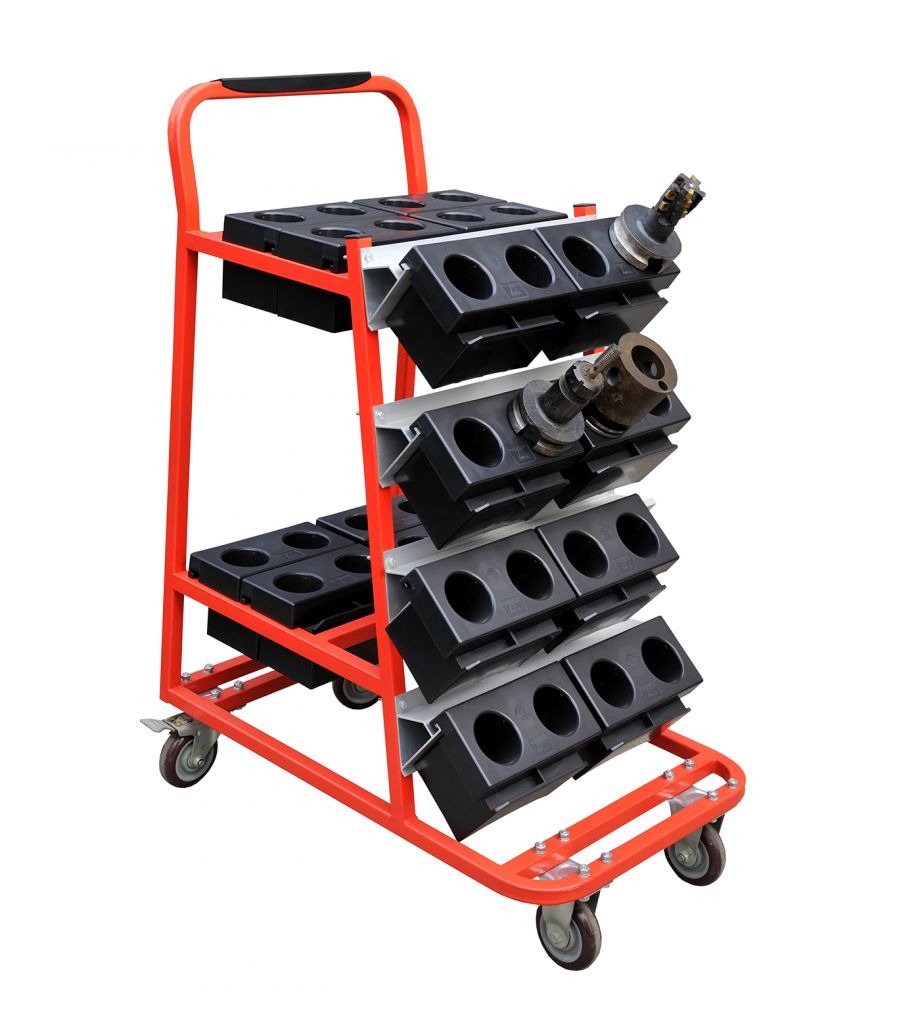 SanJi-First  CNC Tool Storage Trolley, Configured 32PCS BT50 Cutter Boxes, Blue+Gray+ Red, Bearing A      Color optional, Can be customized       