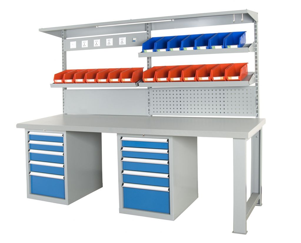SanJi-First Standard Workbench 50mm fire-proof plate desktop   Blue+Gray+Red color Bearing A  tabletop optional,Can be customized   