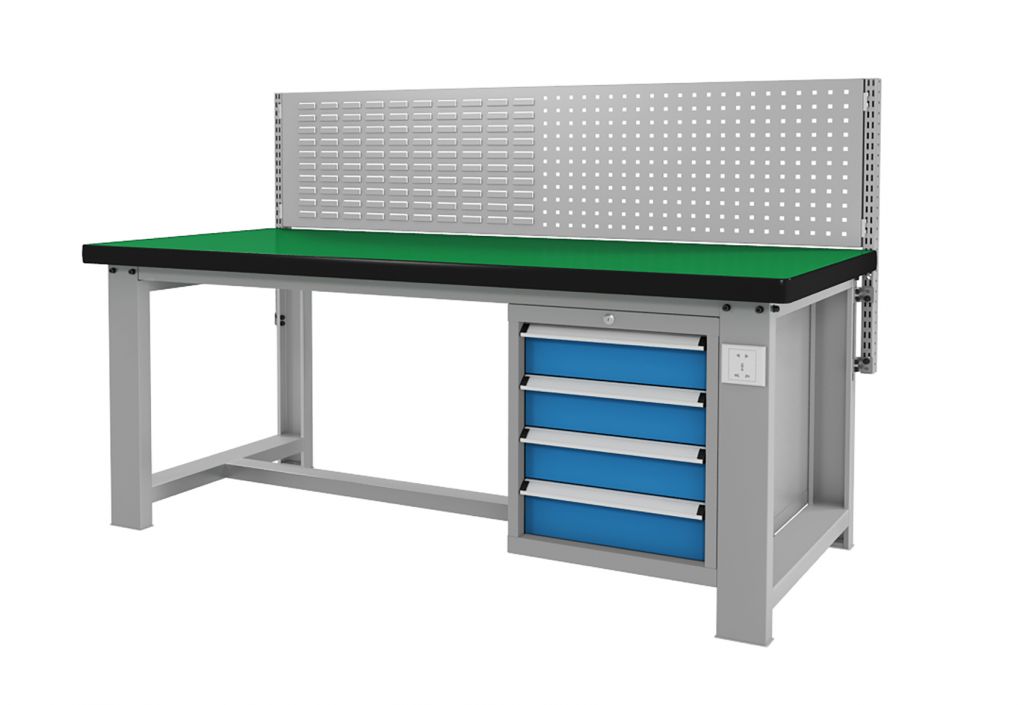 SanJi-First Standard Workbench 32mm  1.25in    green Wood tabletop,Blue+gray+red Bearing A  tabletop optional,Can be customized   