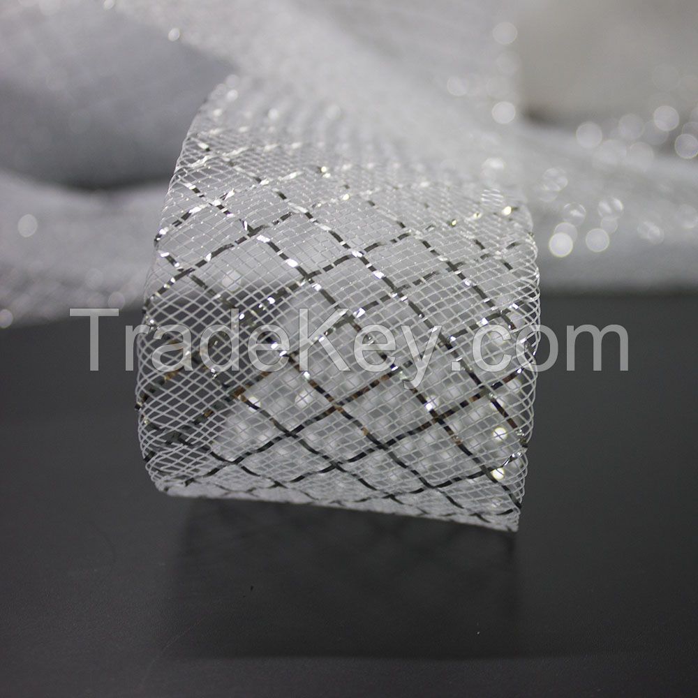 Silver metal thread horse hair braid crinoline for bridal dress and Modern latin dance dress