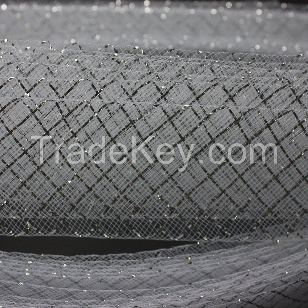 Silver metal thread horse hair braid crinoline for bridal dress and Modern latin dance dress