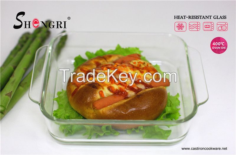 Squared borosilicate glass baking dish