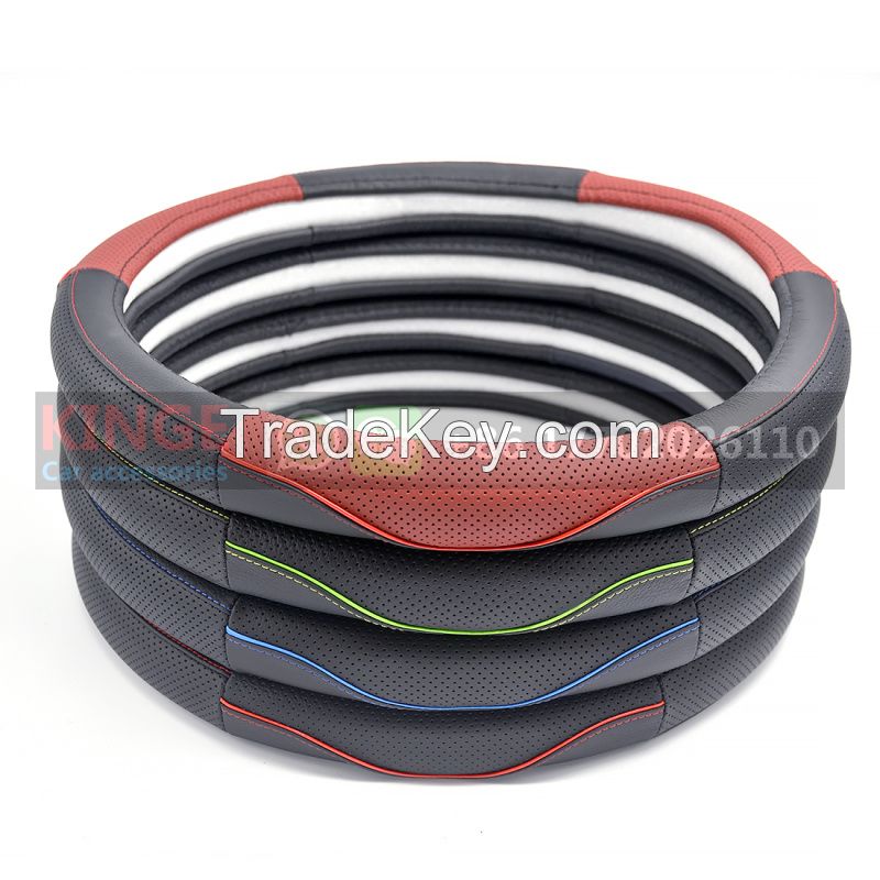 Kgkin Leather Steering Wheel Cover Red Black Color