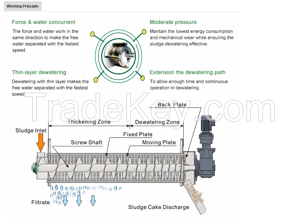 Gravity belt thickening dewatering belt filter press