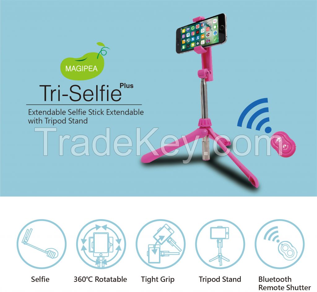 MAGIPEA Tri-Selfie Stick 2in1 Tripod Selfie Stick