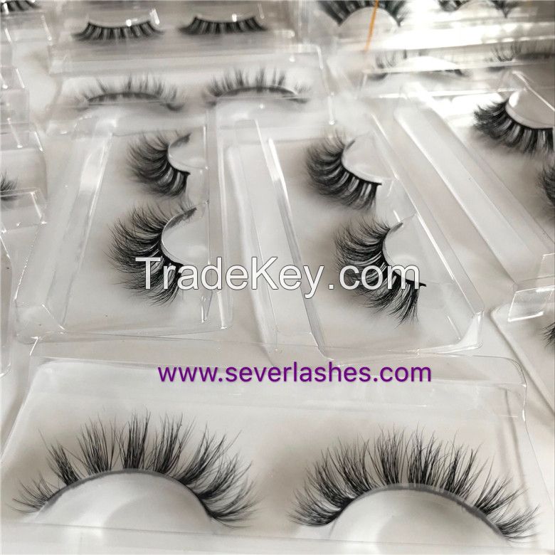 Severlashes 3D Multi layered mink lashes wholesale with clear brand an