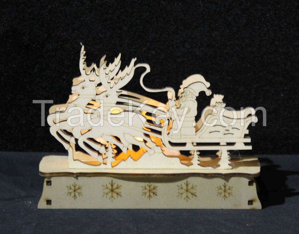 Wholesale Christmas Wooden Decoration 3d Deer Shaped Led Lights Gift F