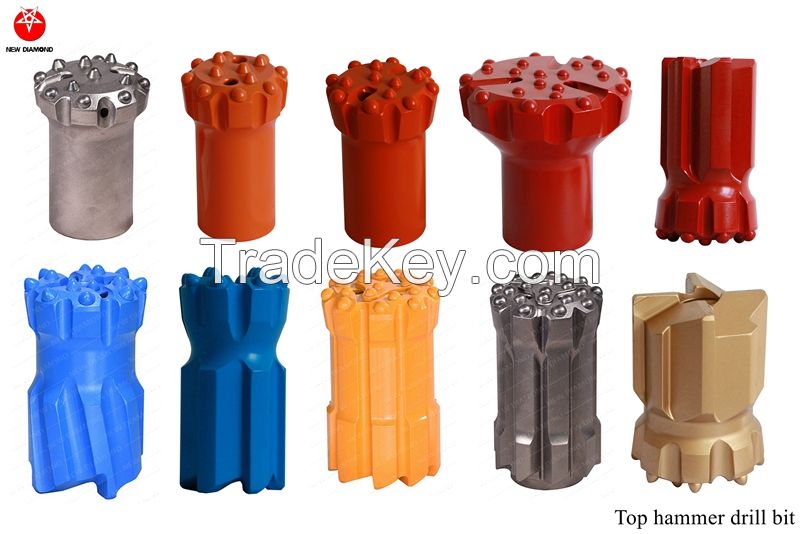 Top hammer drill bits/Retract button bits/Threaded Button Bits R25, R32, R38, T38, T45, T51, ST58, GT60, ED68, ST68