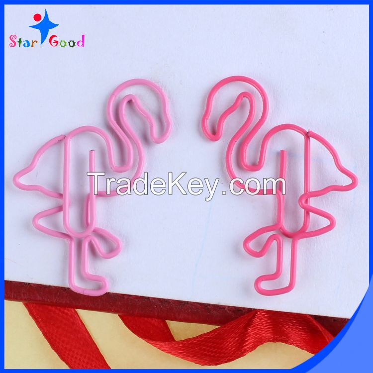 pink flamingo paper clips, gift paper clips, min bookmarks, office school paper fastners