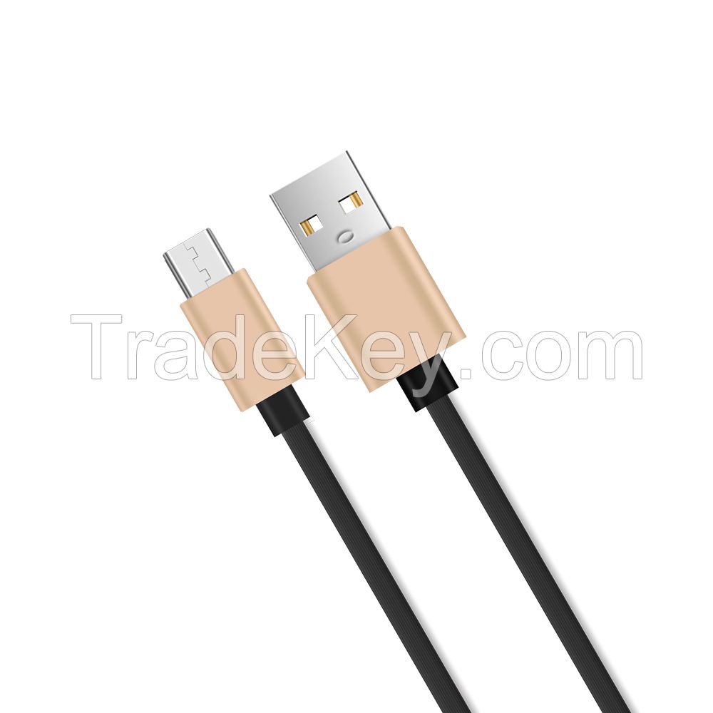 Millionwell New Design Slim Oval Shape 2.4A High Speed USB Cable Micro 1M/2M/3M for Android Phones