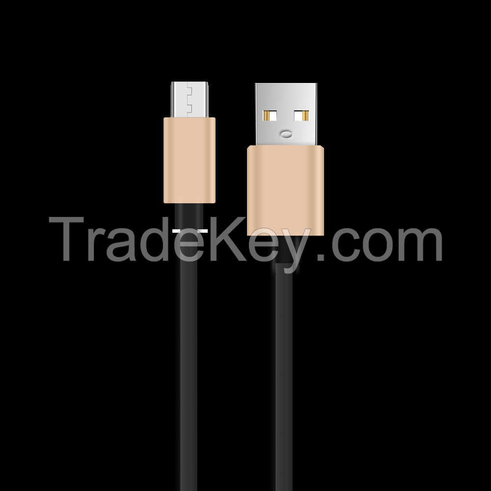 Millionwell New Design Slim Oval Shape 2.4A High Speed USB Cable Micro 1M/2M/3M for Android Phones