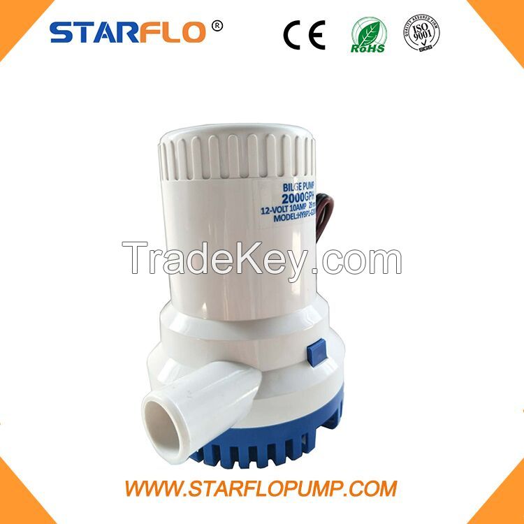 STARFLO 2000GPH 12v dc hydraulic salt water submersible manual bilge pump