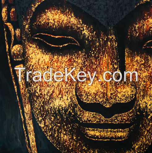 Large Buddha Painting (black/gold, Impasto brushstrokes)