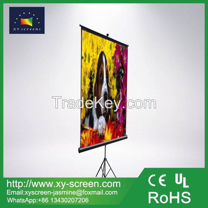 XYSCREEN 16:9 format HD portable manual pull down tripod projector screen