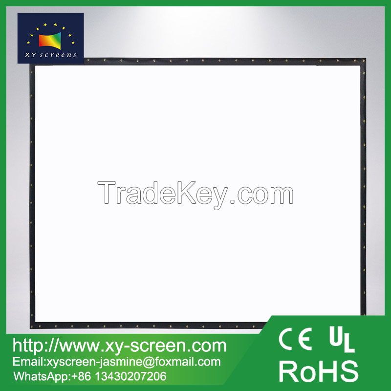 XYSCREEN 72& 100 inch simple portable home theater projection screen with black border and eyelets