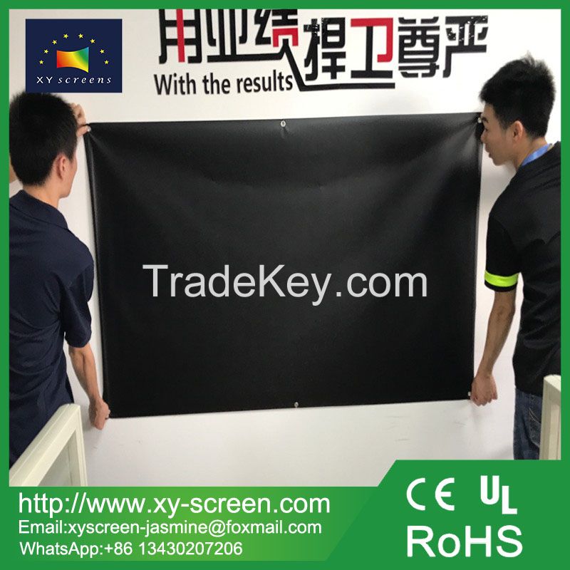 XYSCREEN 72& 100 inch simple portable home theater projection screen with black border and eyelets